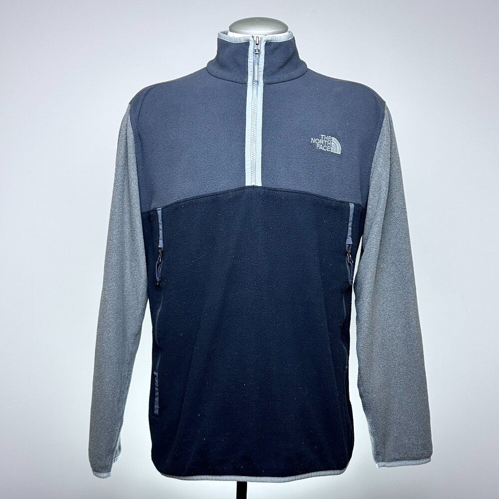 The North Face Quarter-Zip Fleece Pullover XL Navy Grey Colorblock Polyester